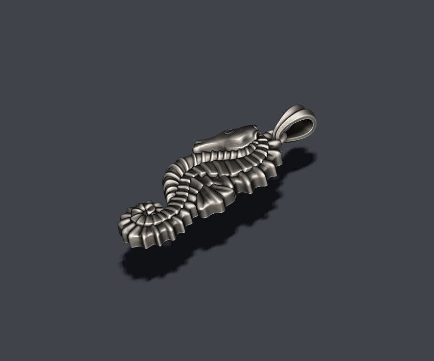 Seahorse pendant 3D print model_6