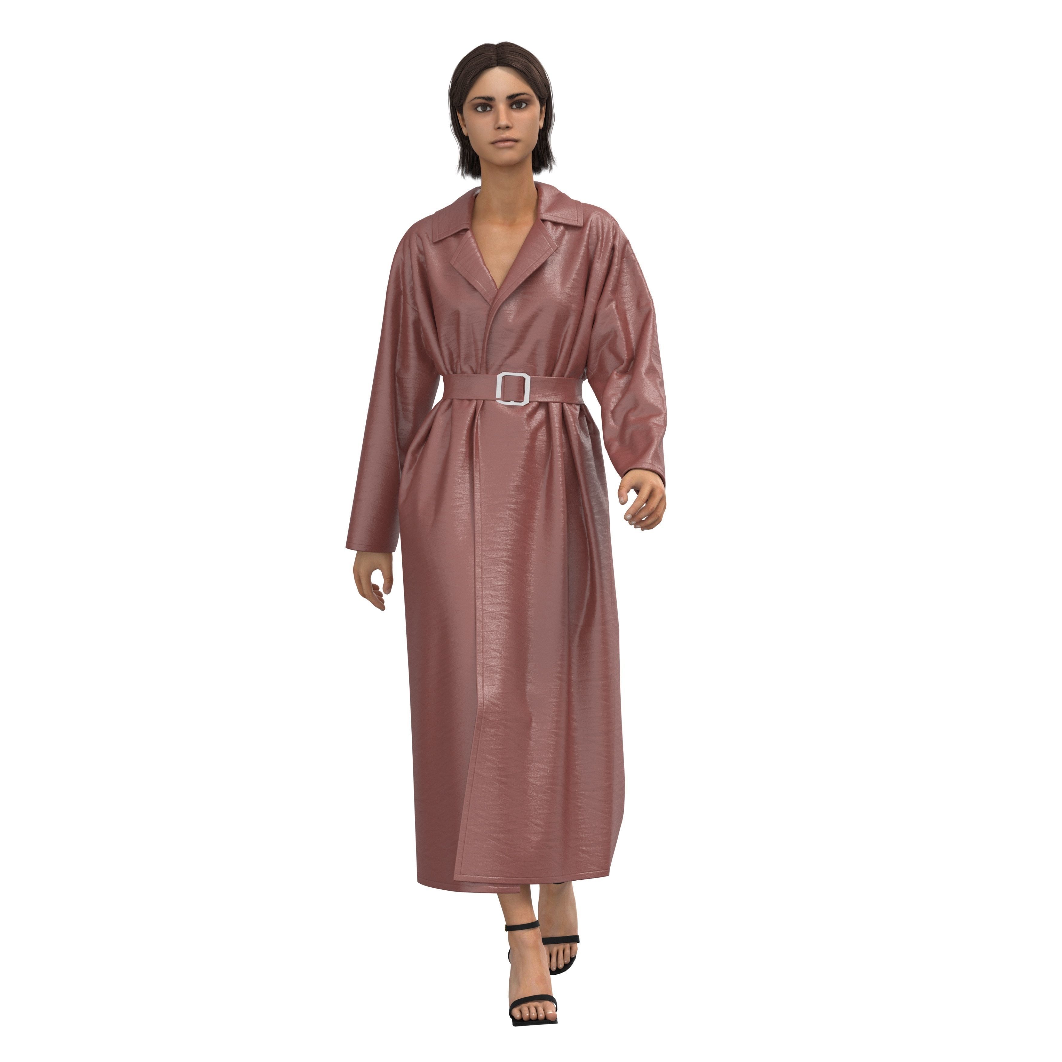 Coat trench 3D model_2