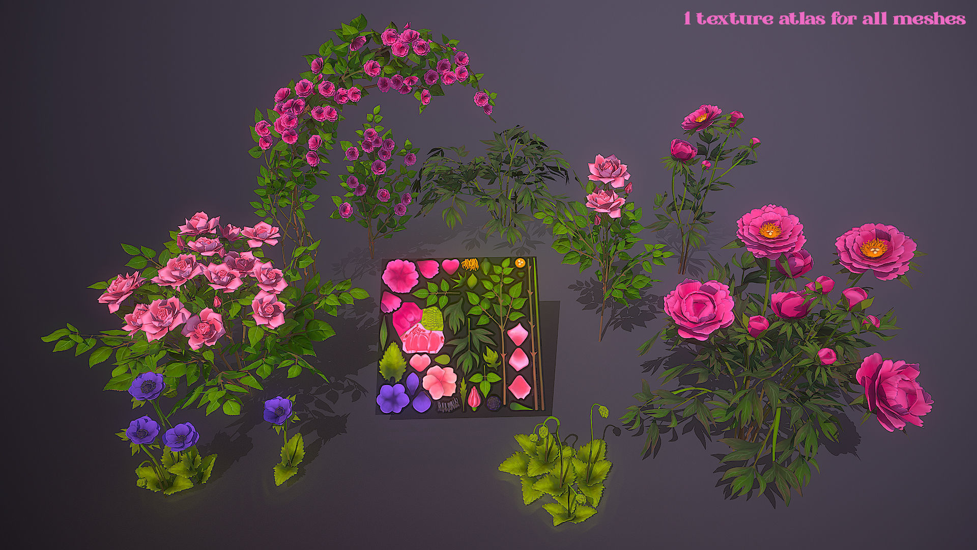 Flowers Pack Low-poly 3D model_21