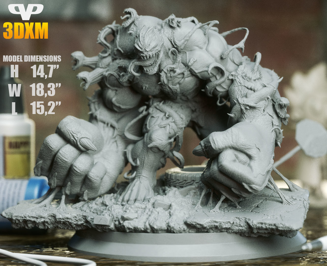 Venomized Hulk STL for 3D Printing ChibiSTL 3DXM 3D print model_2