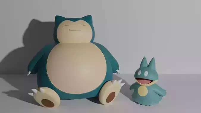 Munchlax and Snorlax pokemon 3D print model 3D print model