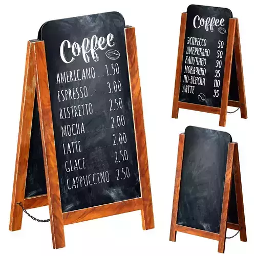 Wooden stand Chalk board for a cafe