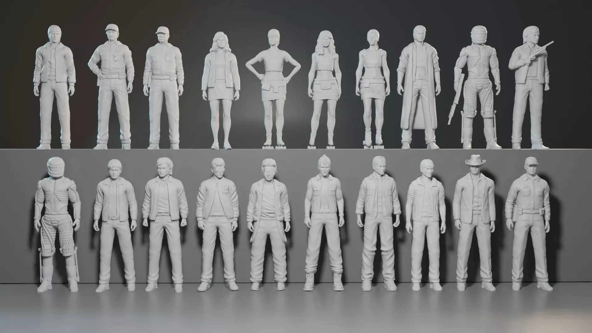 The Wraith group of figurines 3D print model