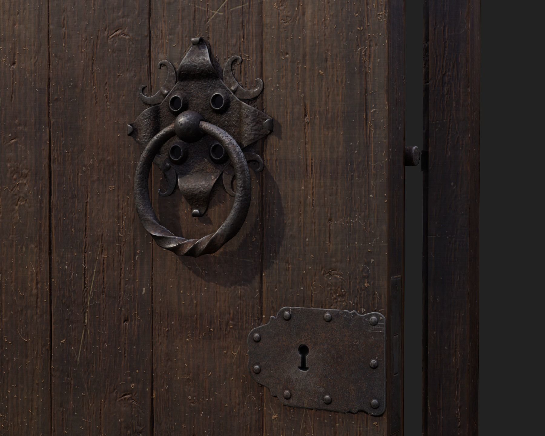 Old Wooden Door 01 Low-poly 3D model_9