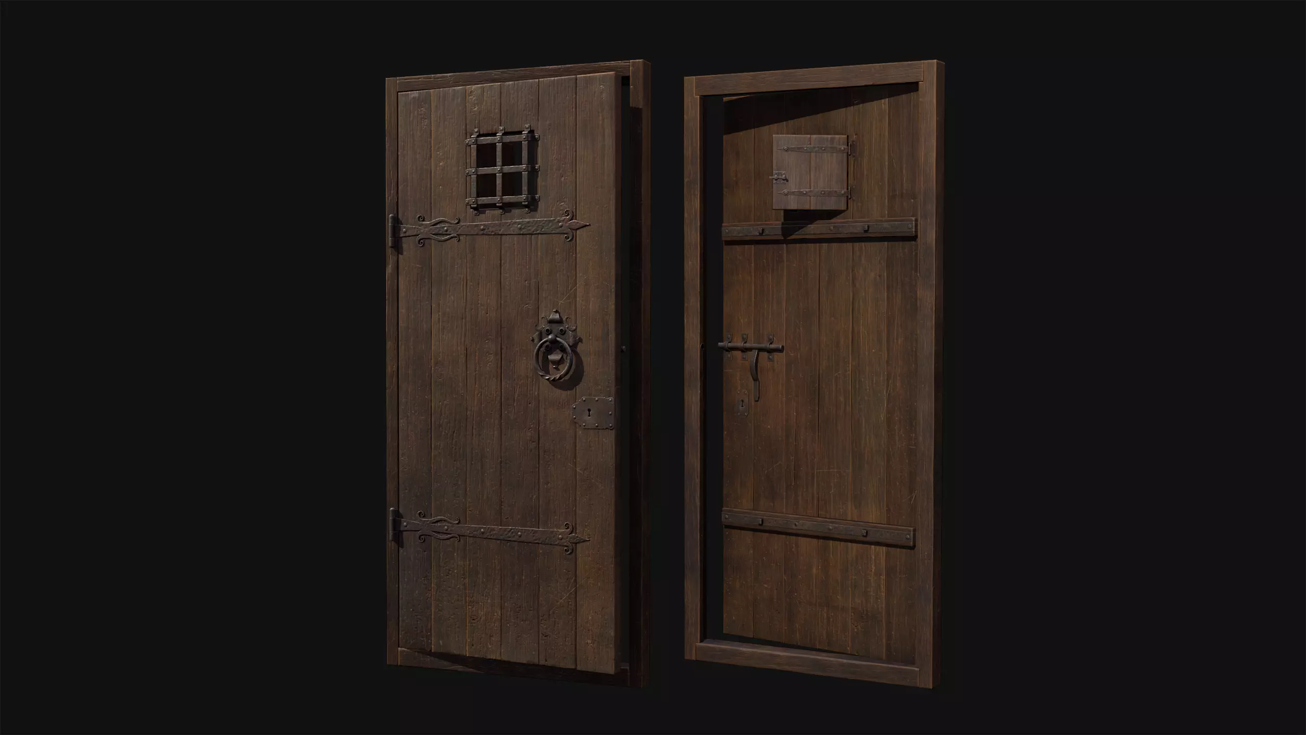 Old Wooden Door 01 Low-poly 3D model_0
