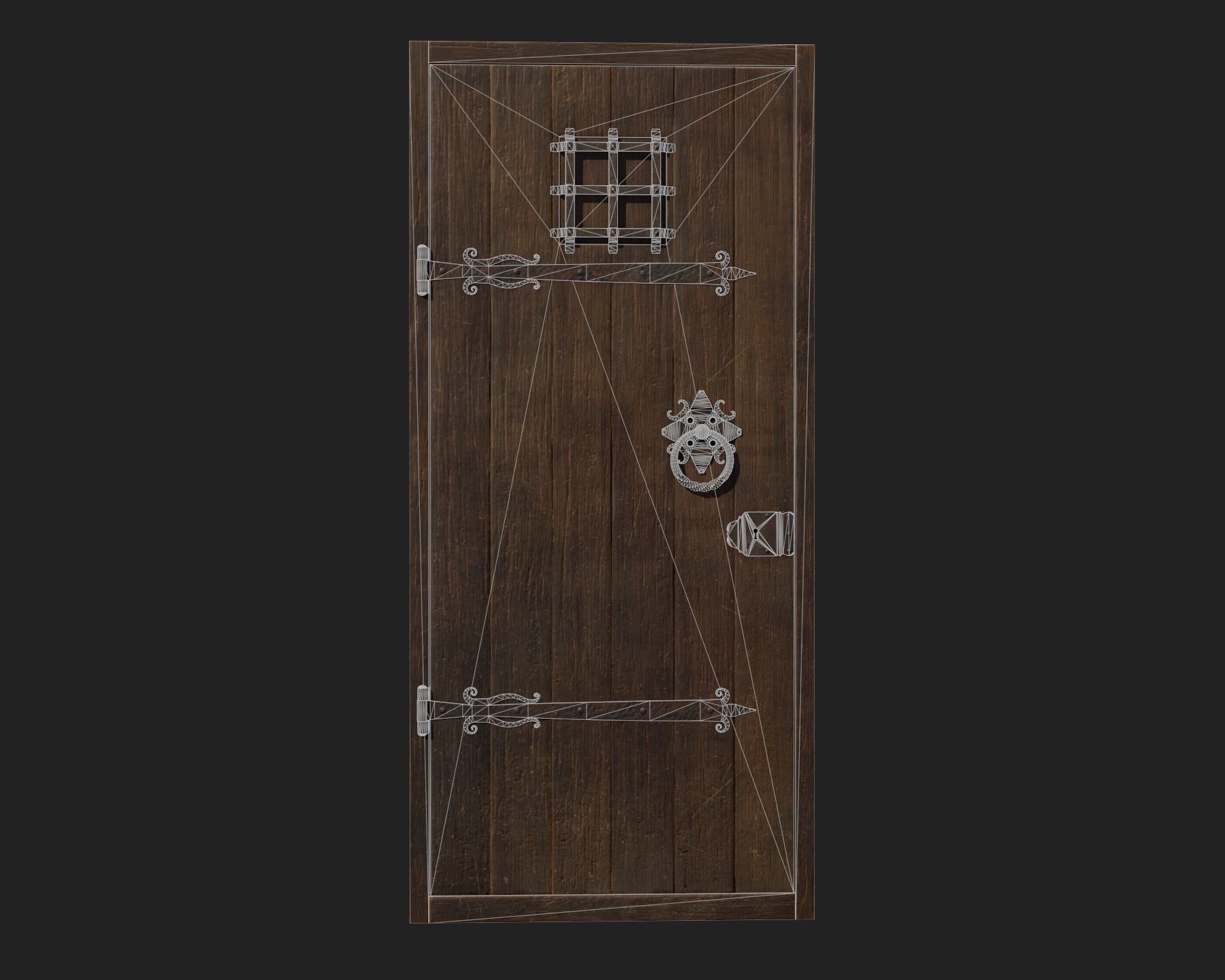 Old Wooden Door 01 Low-poly 3D model_2