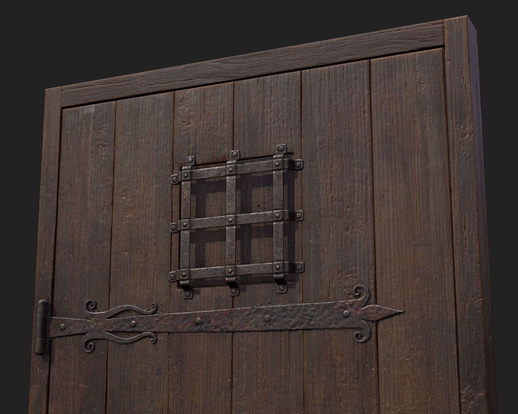 Old Wooden Door 01 Low-poly 3D model_7