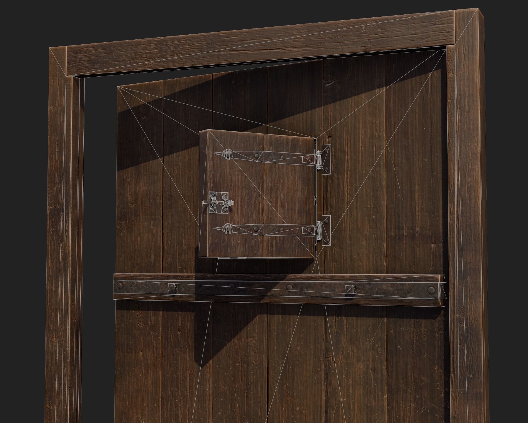 Old Wooden Door 01 Low-poly 3D model_14