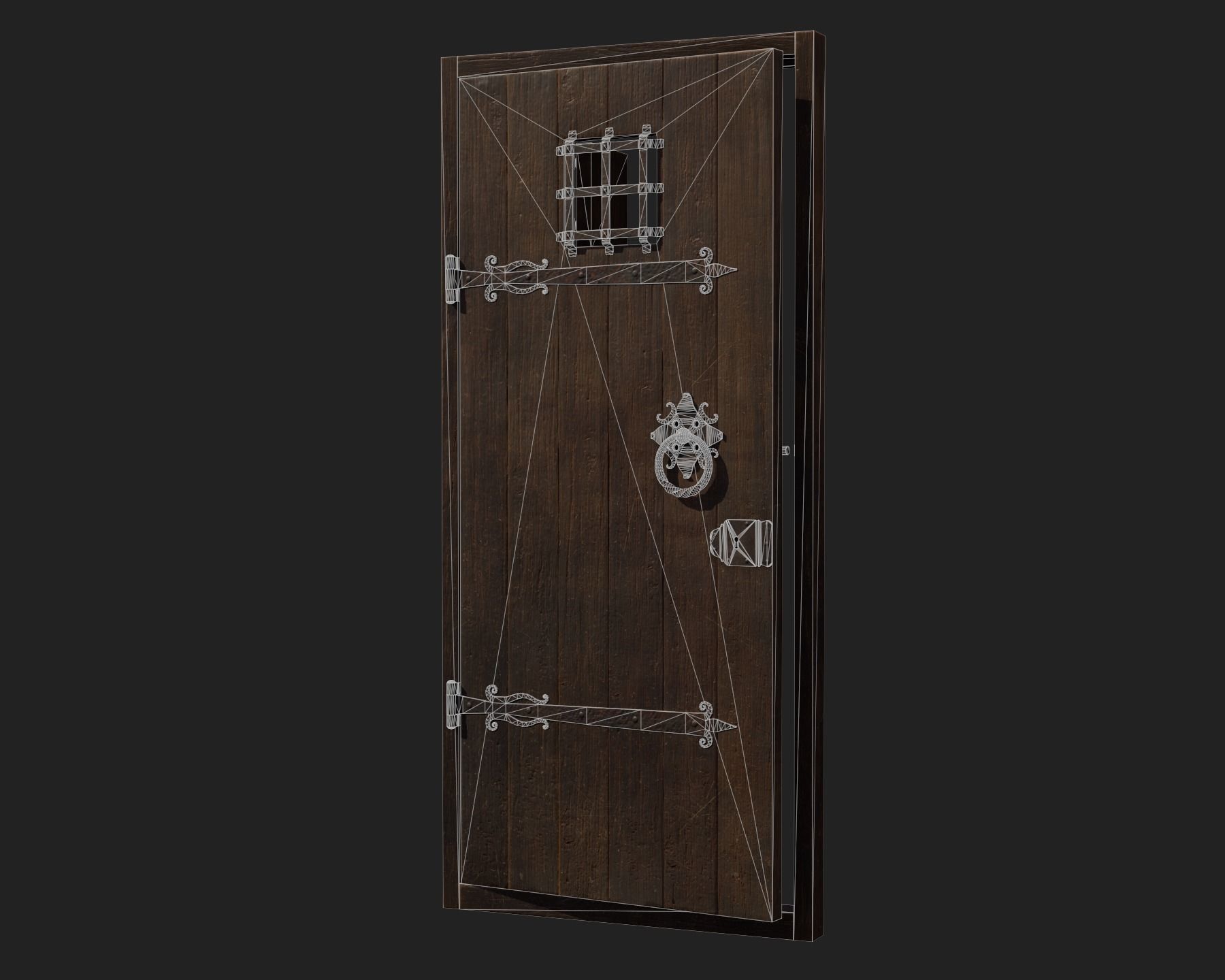 Old Wooden Door 01 Low-poly 3D model_4