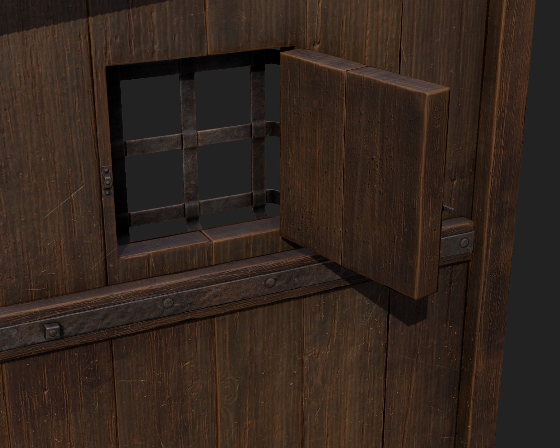 Old Wooden Door 01 Low-poly 3D model_15