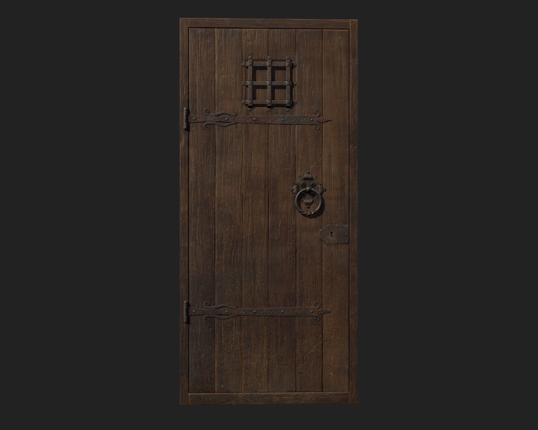 Old Wooden Door 01 Low-poly 3D model_1