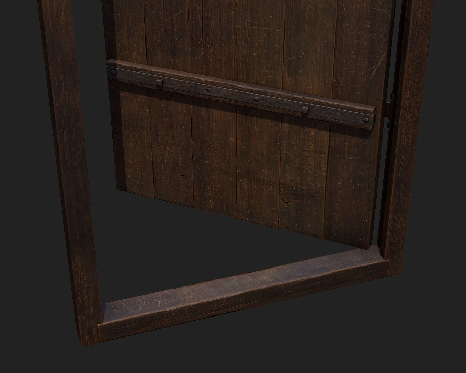 Old Wooden Door 01 Low-poly 3D model_19