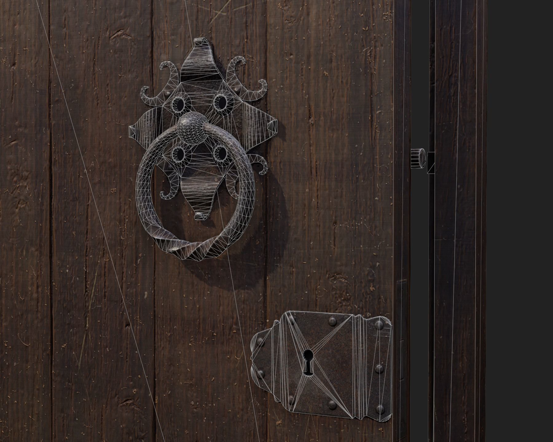 Old Wooden Door 01 Low-poly 3D model_10
