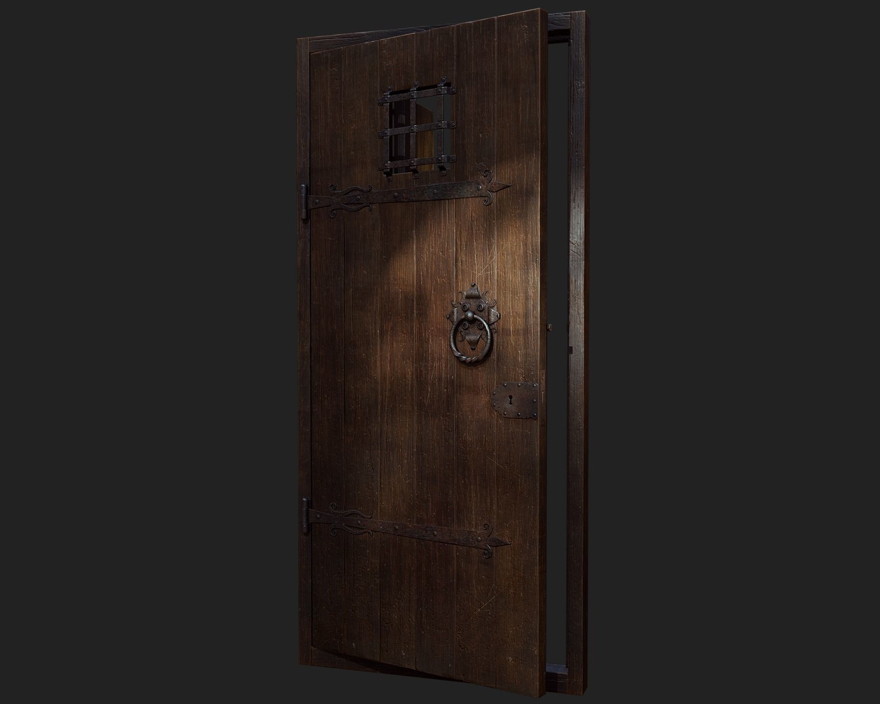 Old Wooden Door 01 Low-poly 3D model_22