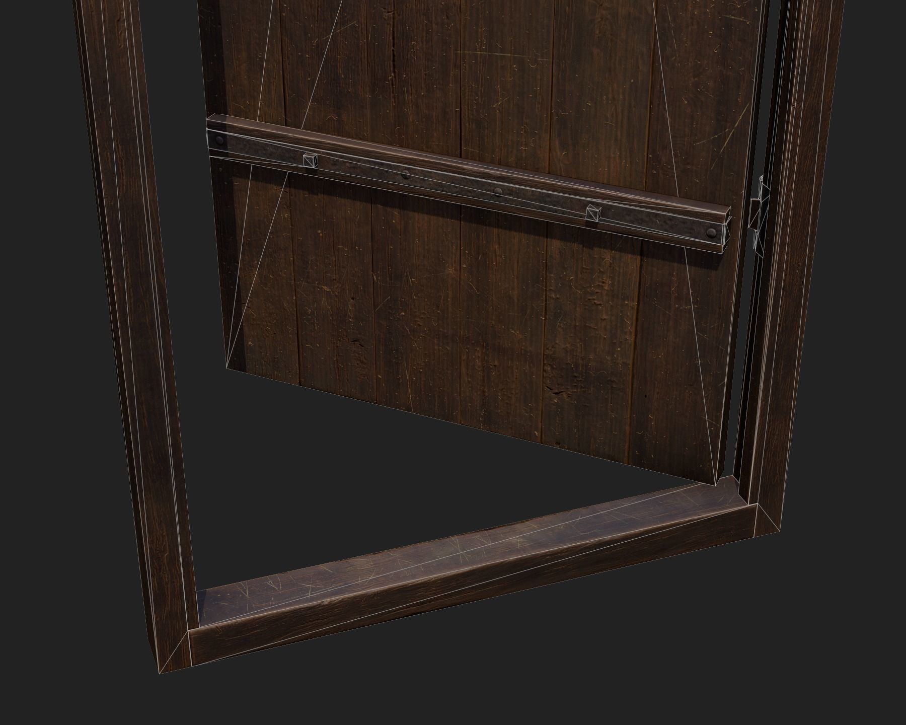 Old Wooden Door 01 Low-poly 3D model_20
