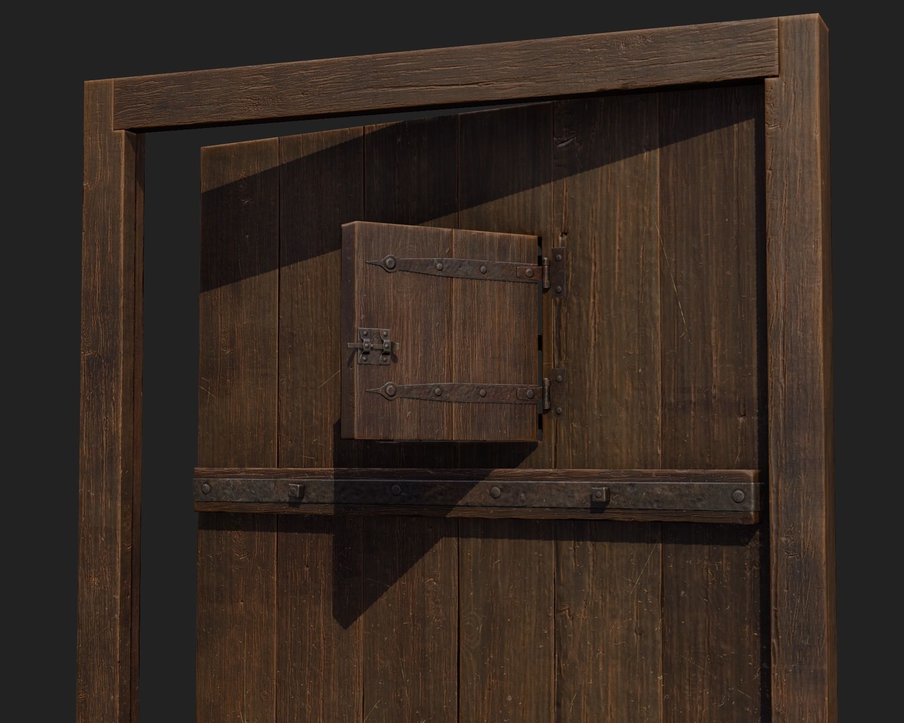 Old Wooden Door 01 Low-poly 3D model_13
