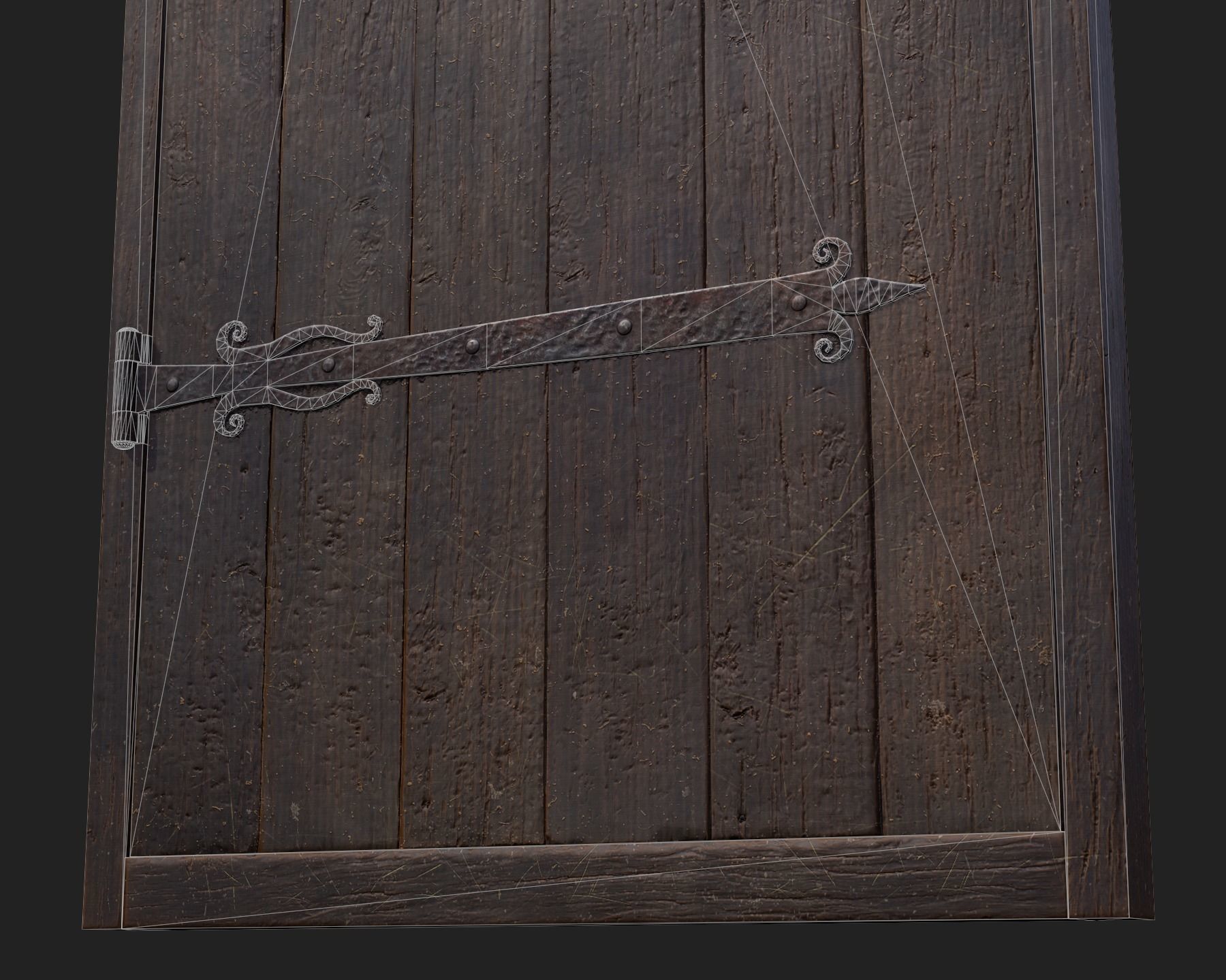 Old Wooden Door 01 Low-poly 3D model_12