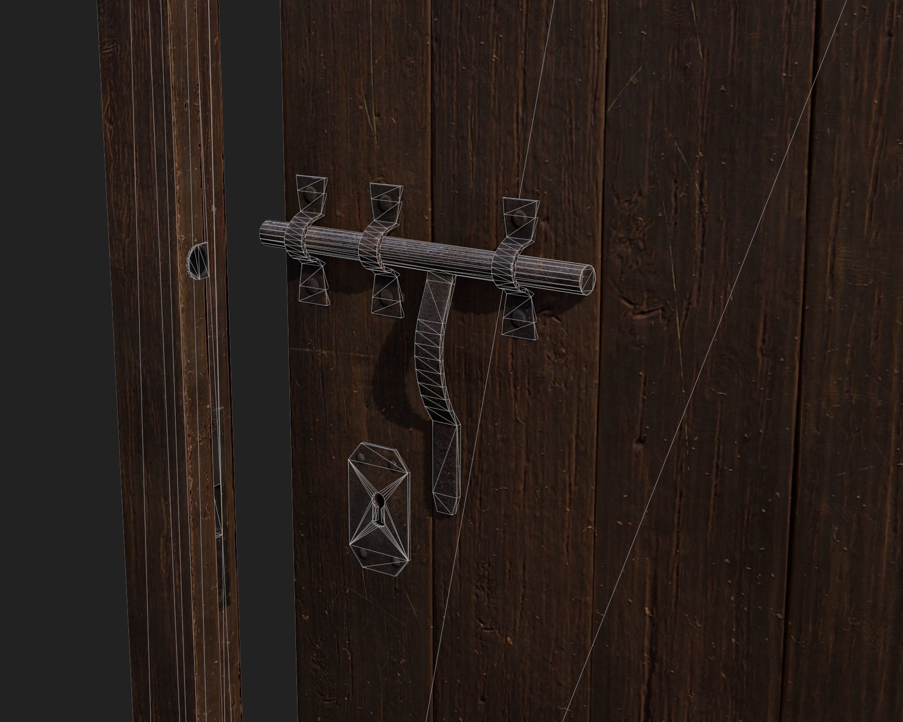 Old Wooden Door 01 Low-poly 3D model_18