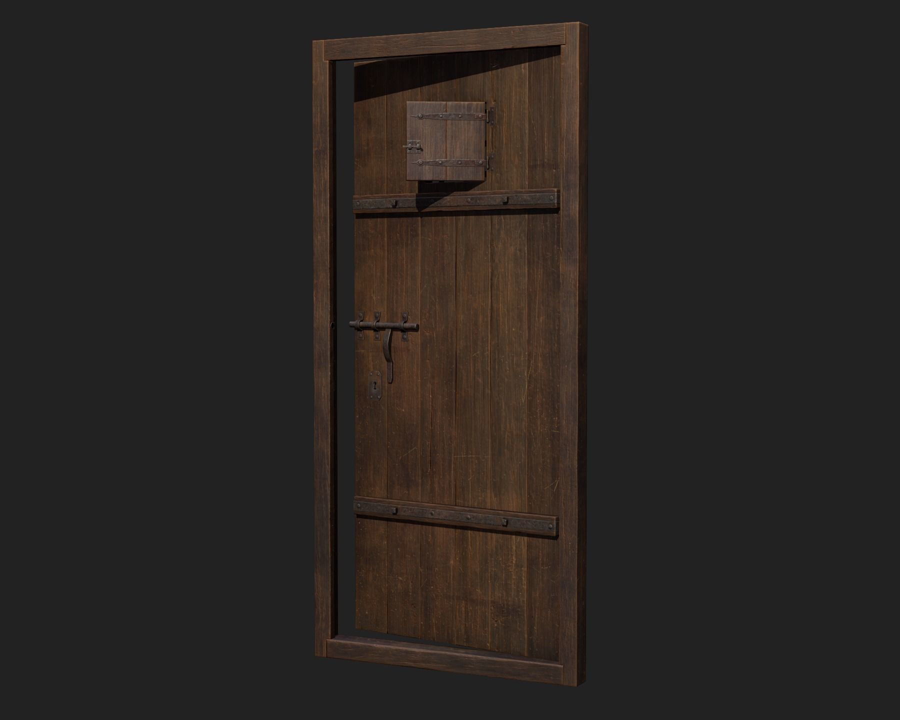 Old Wooden Door 01 Low-poly 3D model_5