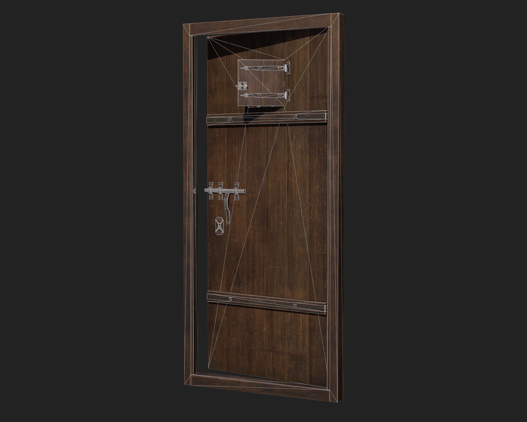 Old Wooden Door 01 Low-poly 3D model_6