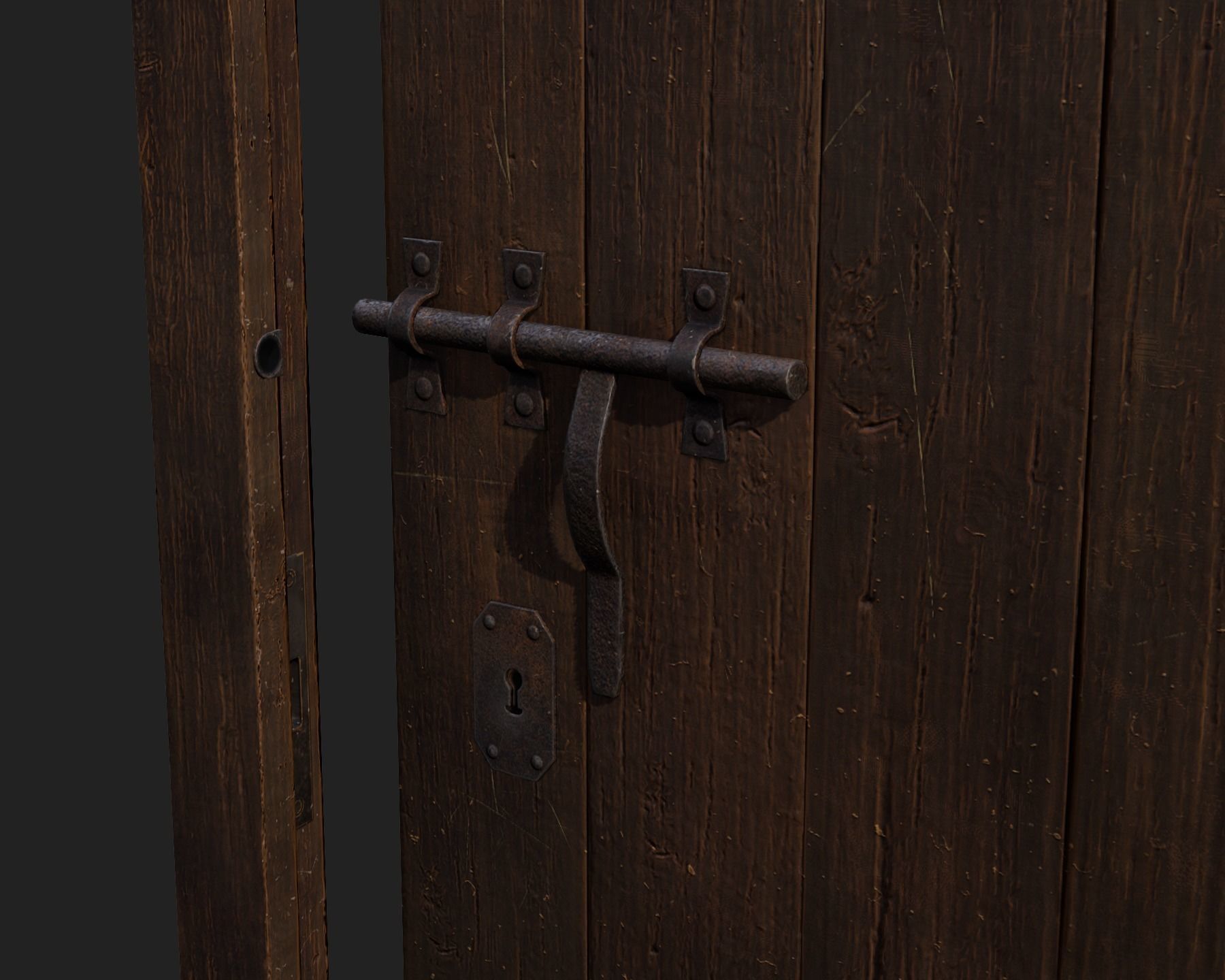 Old Wooden Door 01 Low-poly 3D model_17