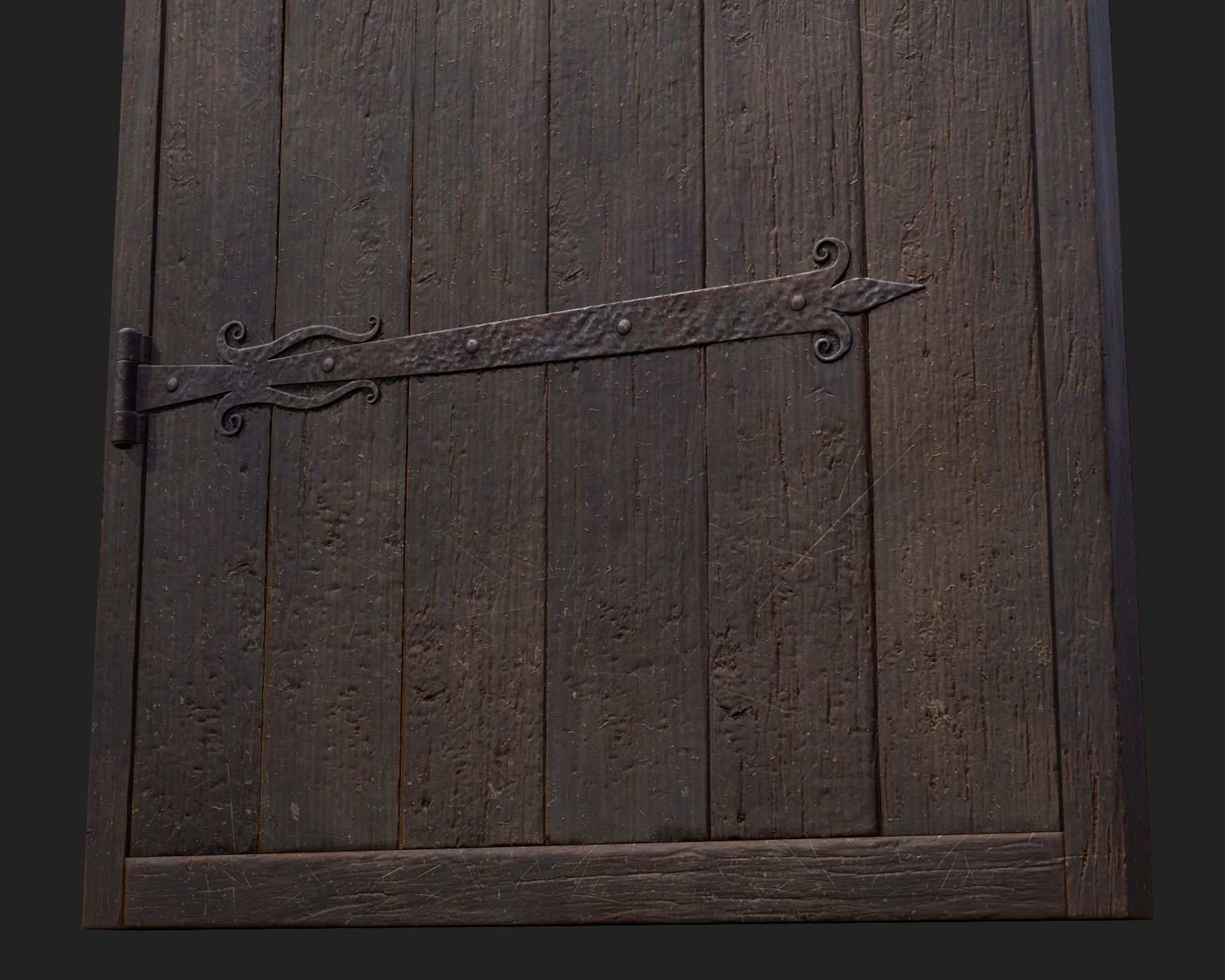 Old Wooden Door 01 Low-poly 3D model_11