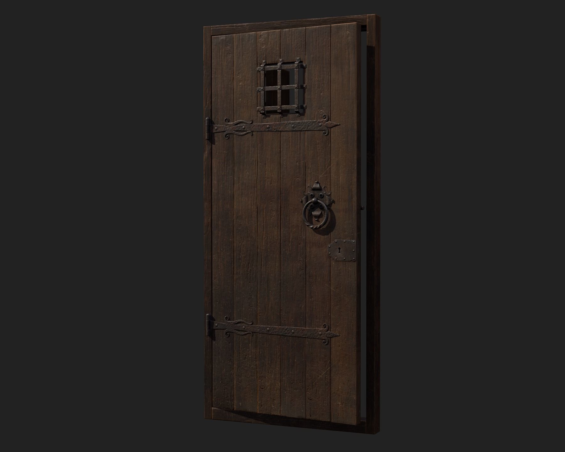 Old Wooden Door 01 Low-poly 3D model_3