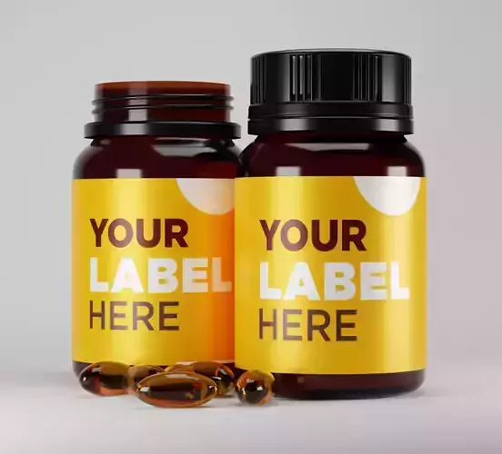 Amber Vitamin Supplement Bottle