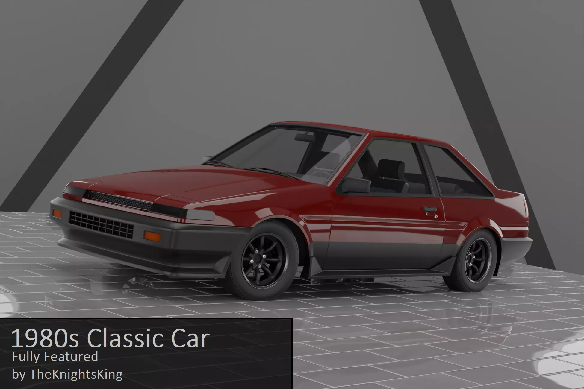 1980s Classic Car Fully Featured Low-poly 3D model_0