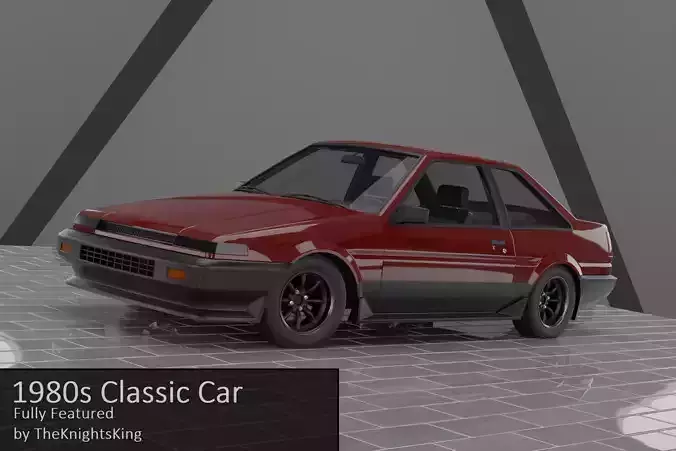 1980s Classic Car Fully Featured Low-poly 3D model