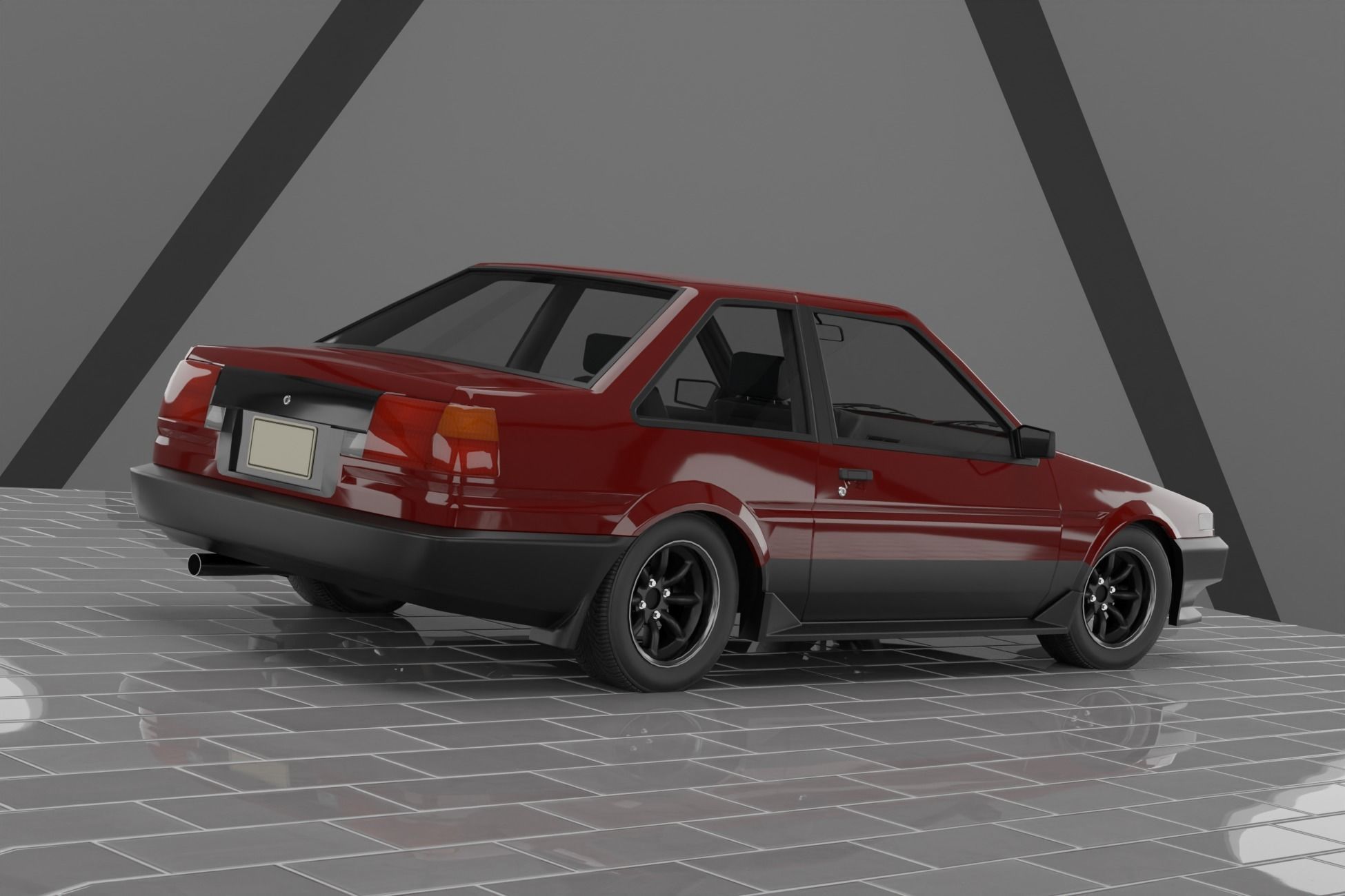 1980s Classic Car Fully Featured Low-poly 3D model_1