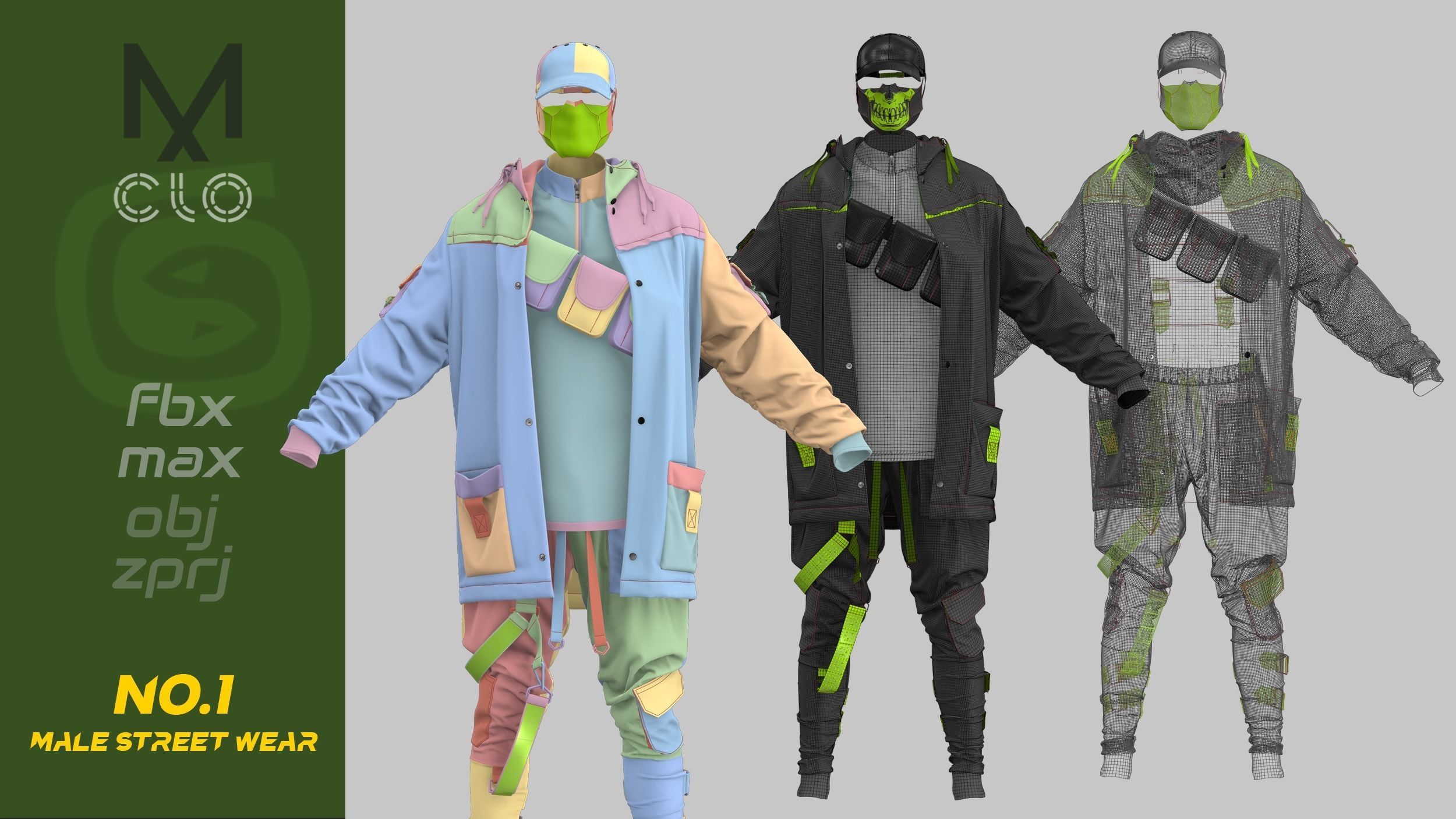 Men Street Wear Gang Style 3D model_3