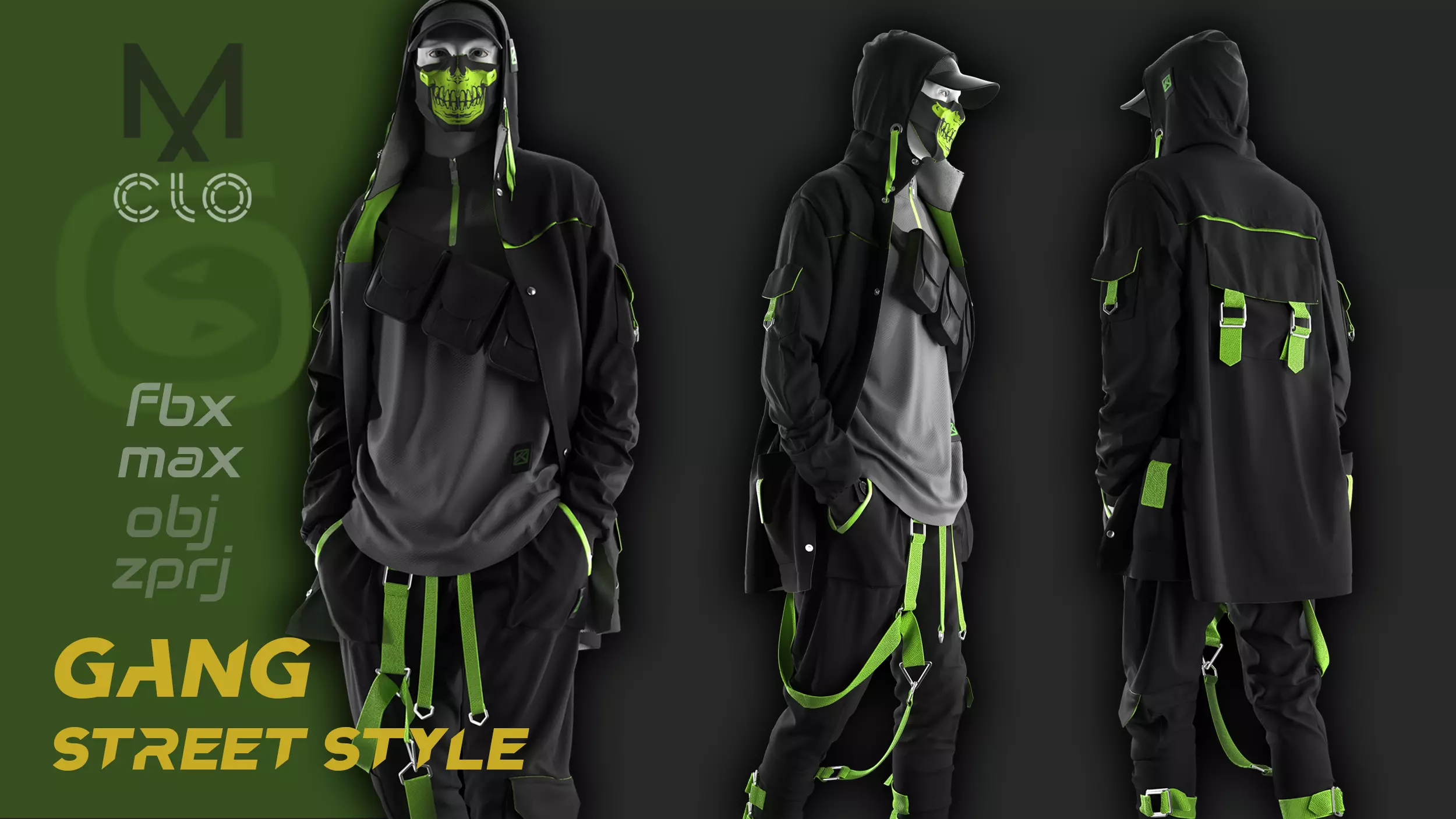 Men Street Wear Gang Style 3D model_0