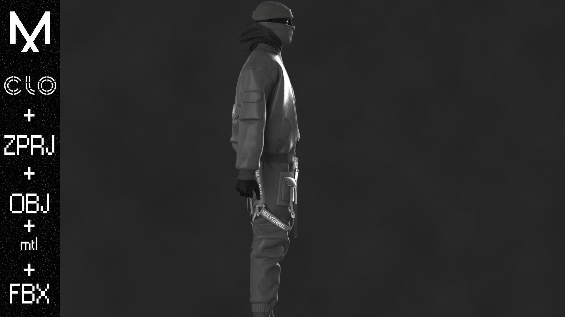 Techwear Male OBJ mtl FBX ZPRJ 3D model_9