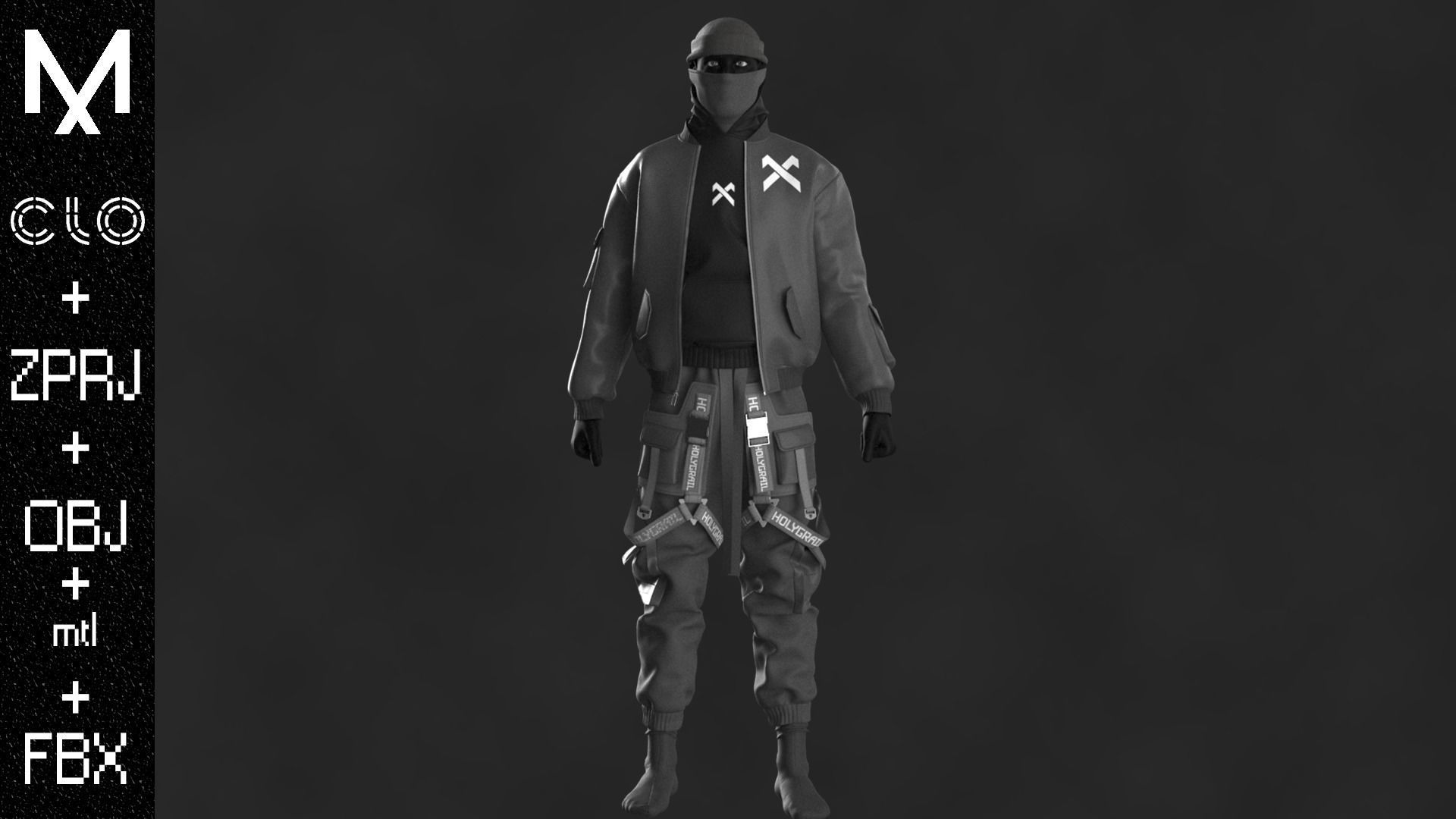 Techwear Male OBJ mtl FBX ZPRJ 3D model_6
