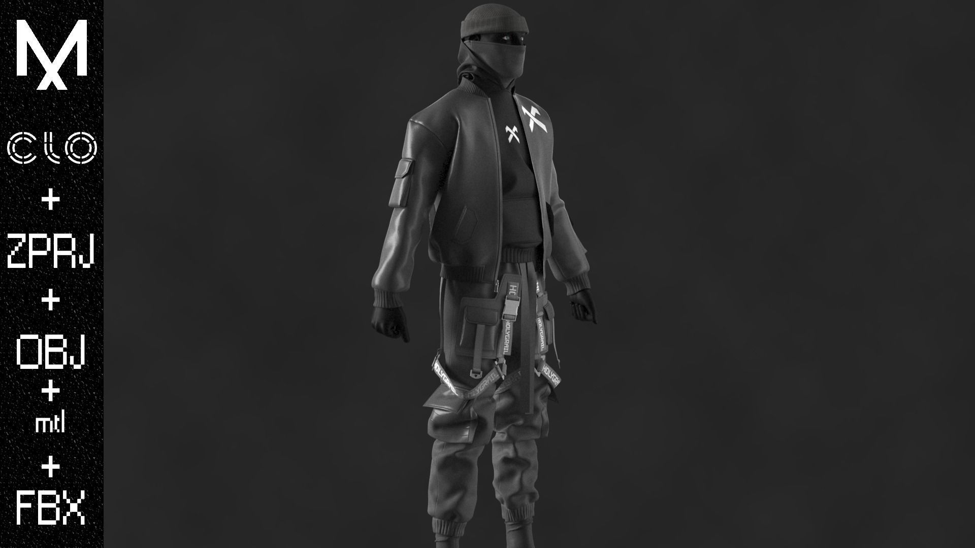Techwear Male OBJ mtl FBX ZPRJ 3D model_3