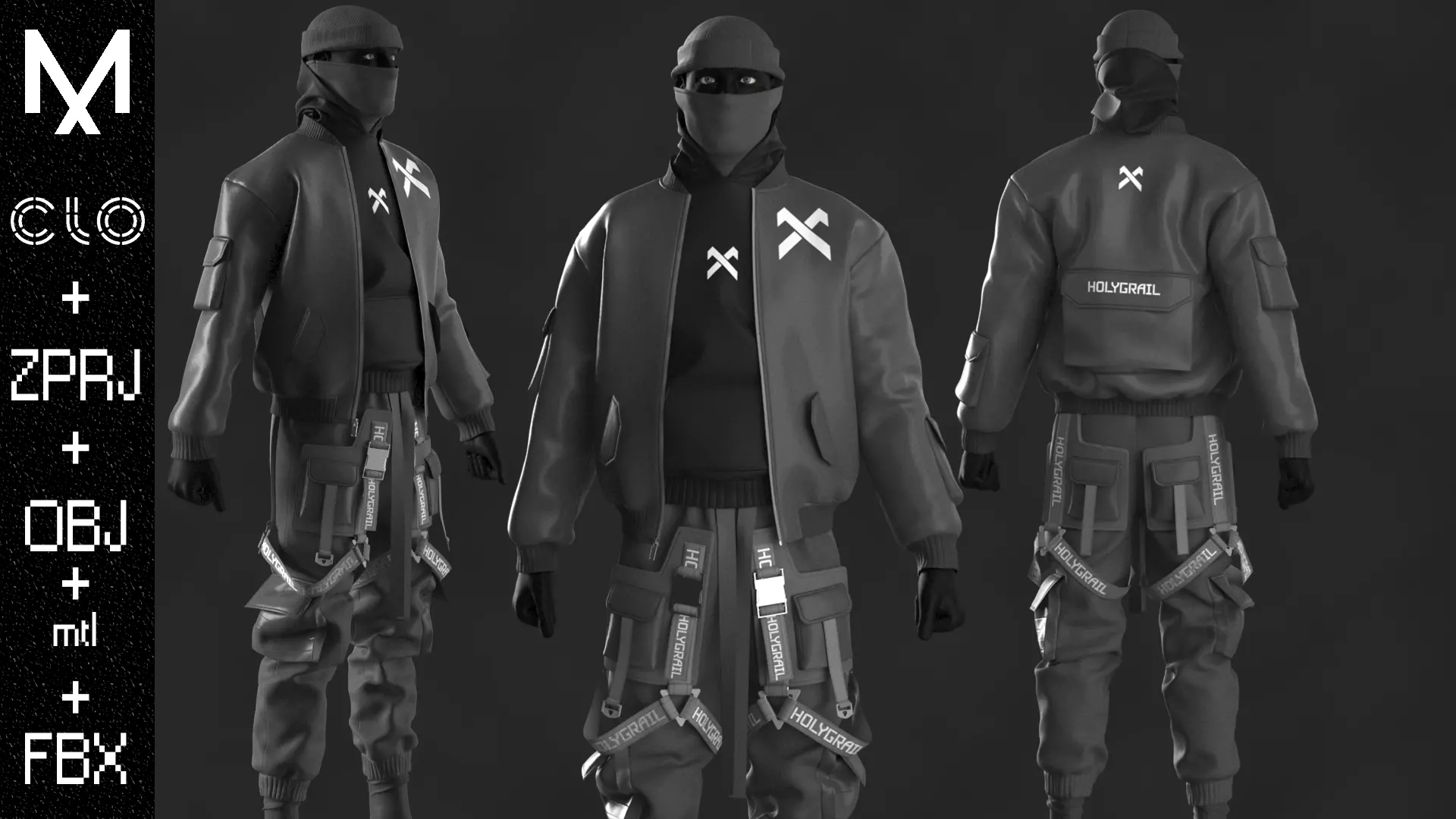 Techwear Male OBJ mtl FBX ZPRJ 3D model_0