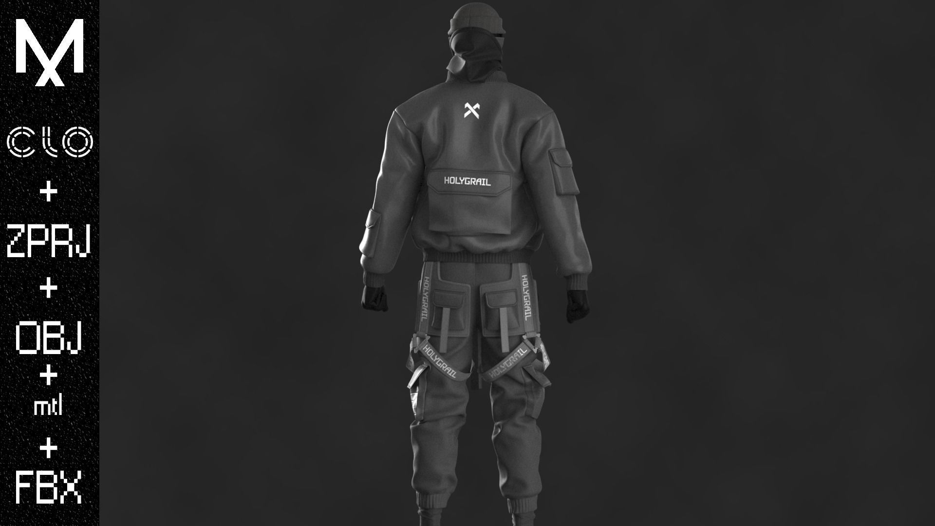 Techwear Male OBJ mtl FBX ZPRJ 3D model_4