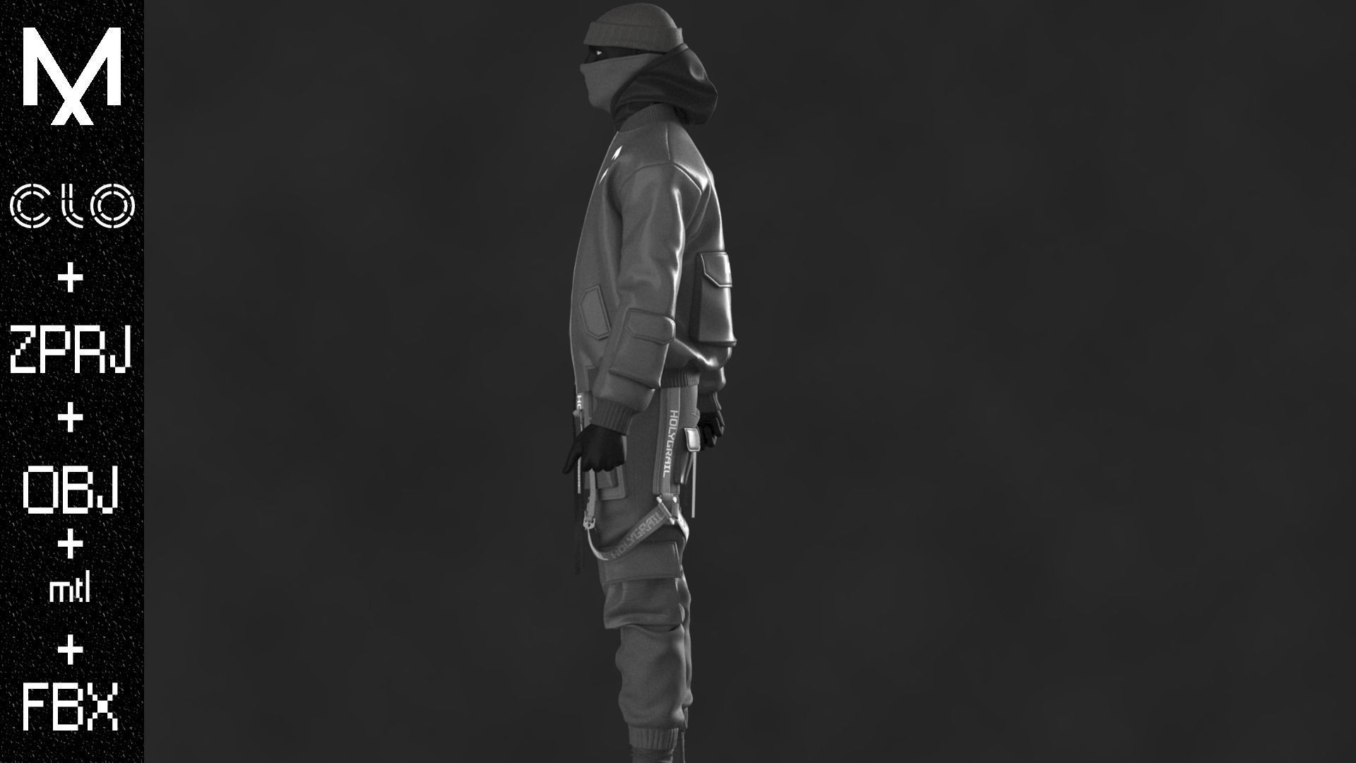 Techwear Male OBJ mtl FBX ZPRJ 3D model_8