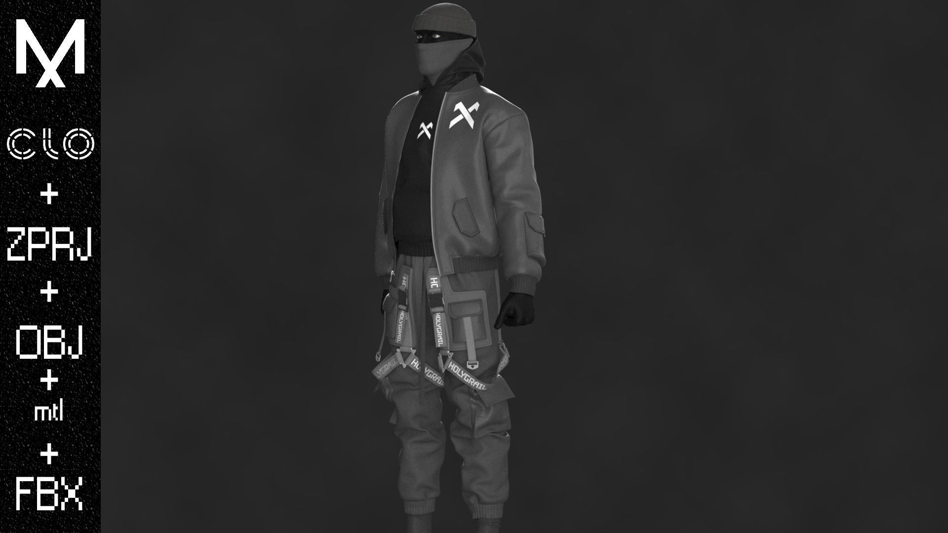 Techwear Male OBJ mtl FBX ZPRJ 3D model_7