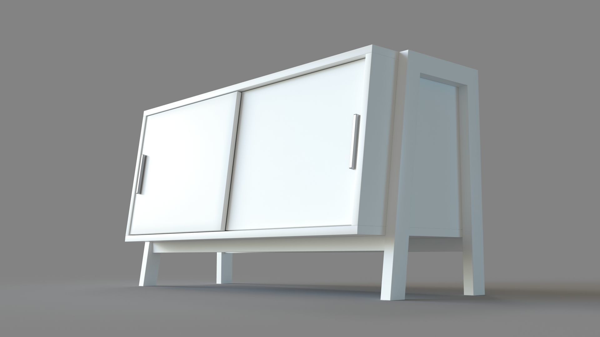 Sawyer Low White Media Stand 3D model_4