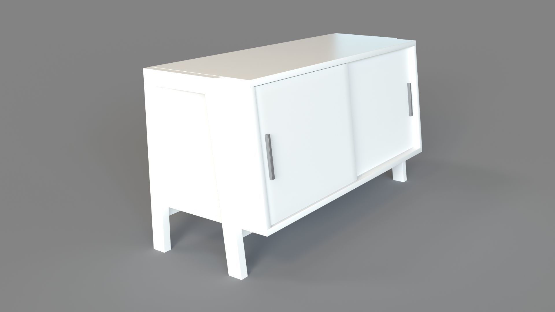 Sawyer Low White Media Stand 3D model_2