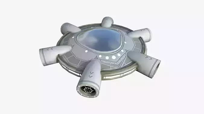 Alien Spaceship UFO J09 Full White - Sci Fi Spacecraft Design Low-poly 3D model