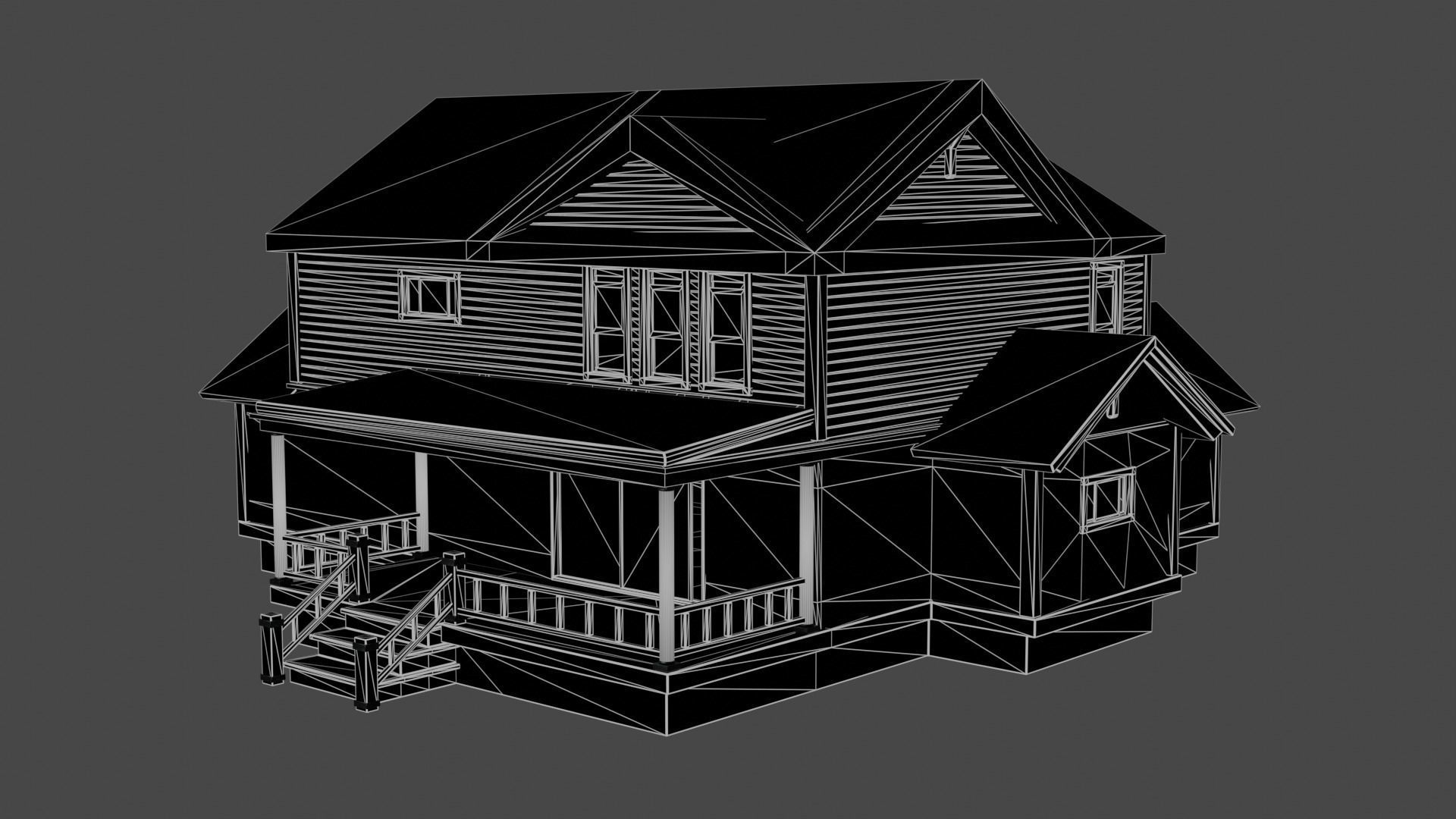 Minimalist House Low-poly 3D model_6