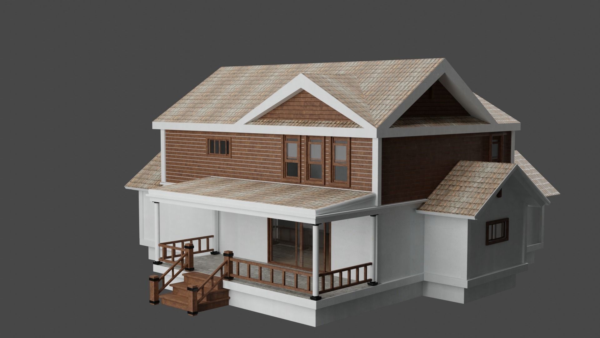 Minimalist House Low-poly 3D model_2