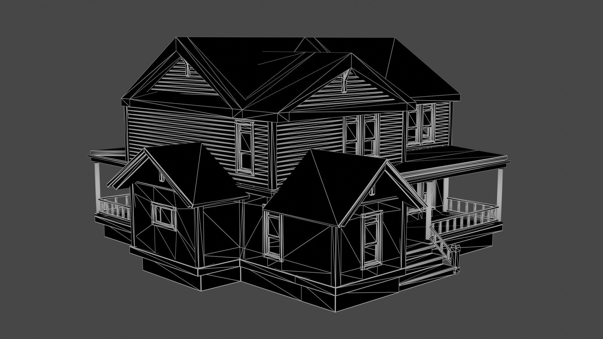Minimalist House Low-poly 3D model_7