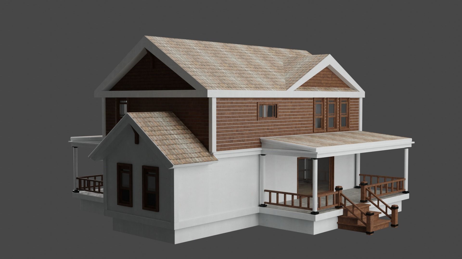 Minimalist House Low-poly 3D model_1