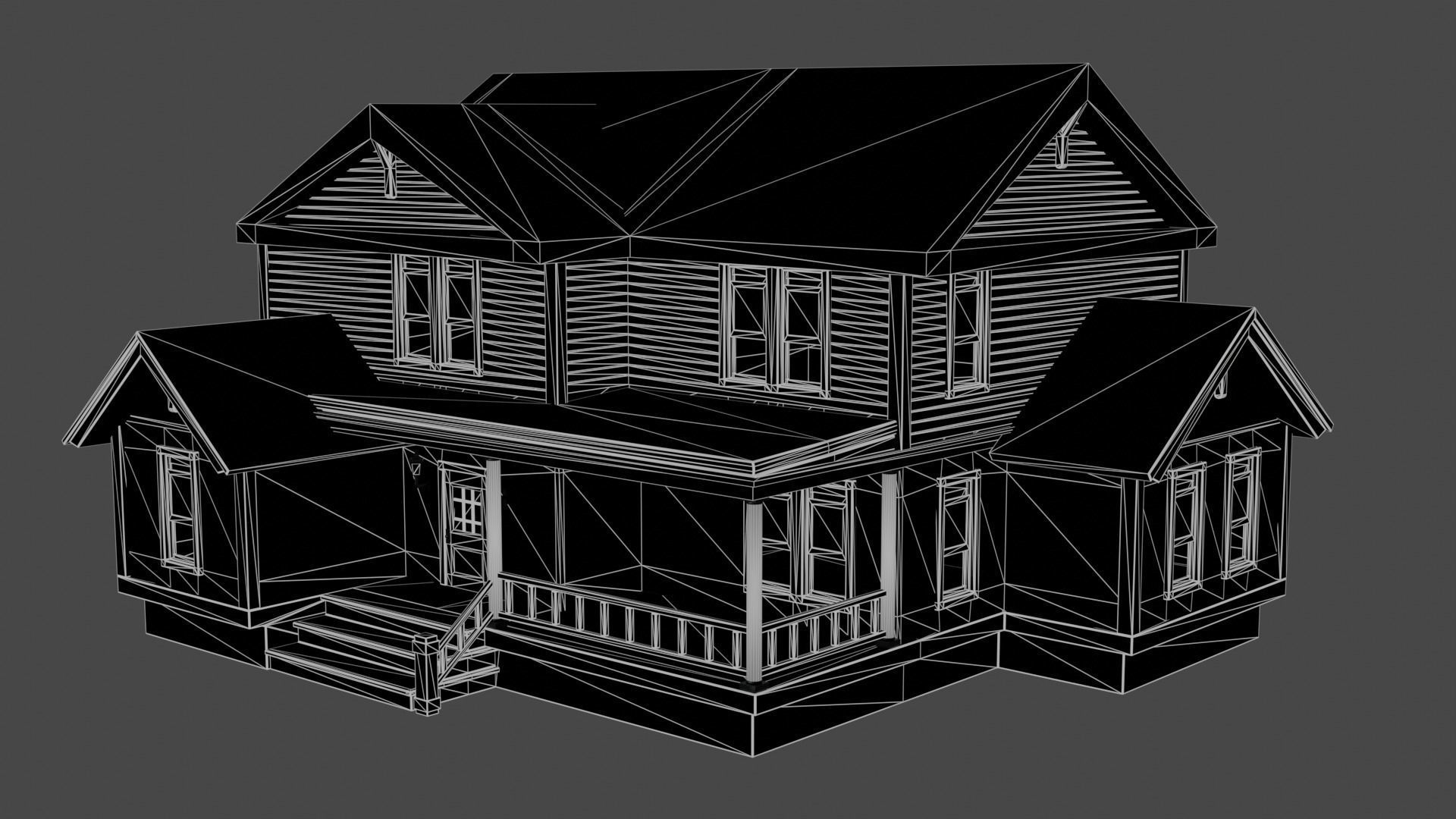 Minimalist House Low-poly 3D model_4
