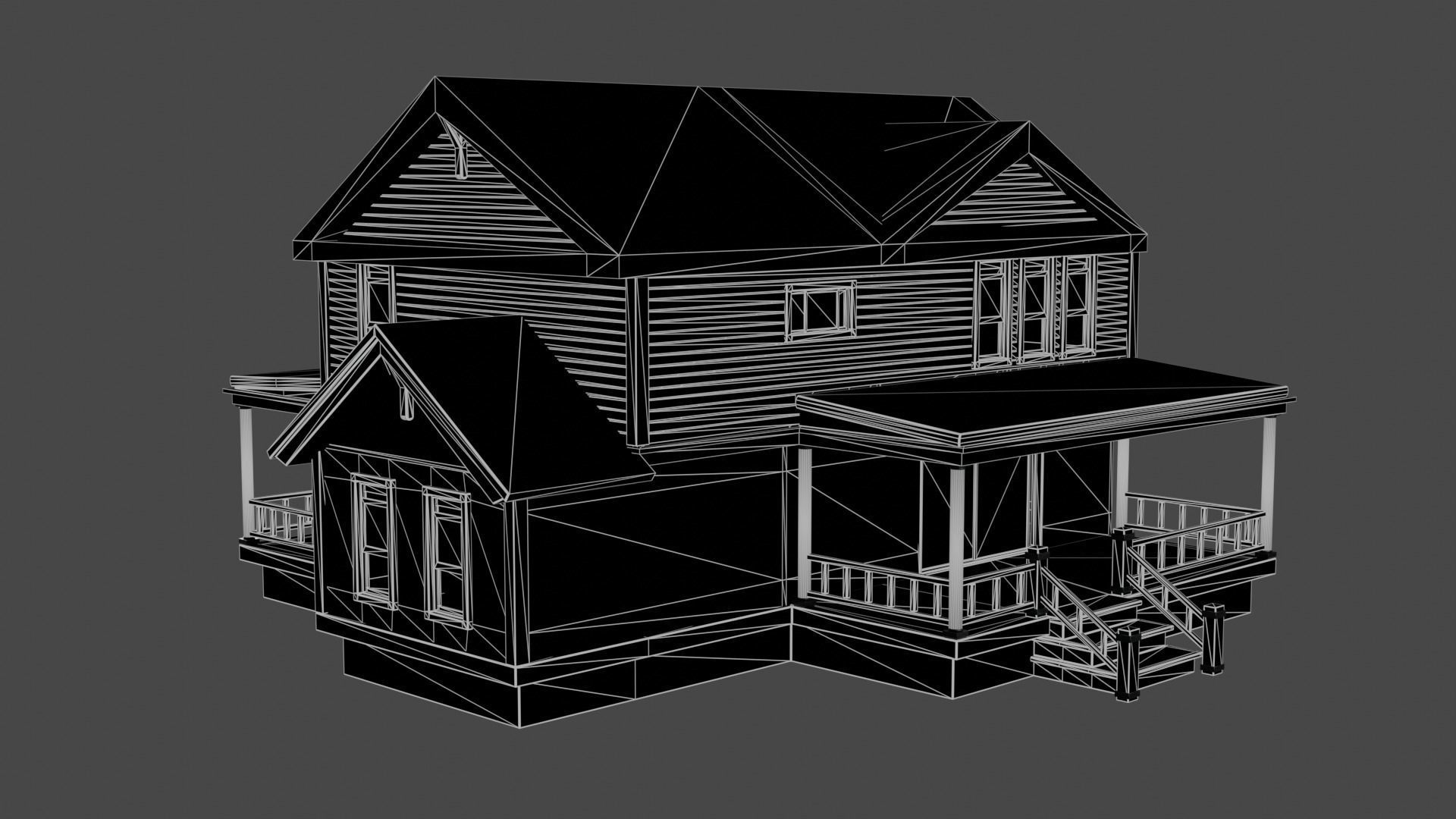Minimalist House Low-poly 3D model_5