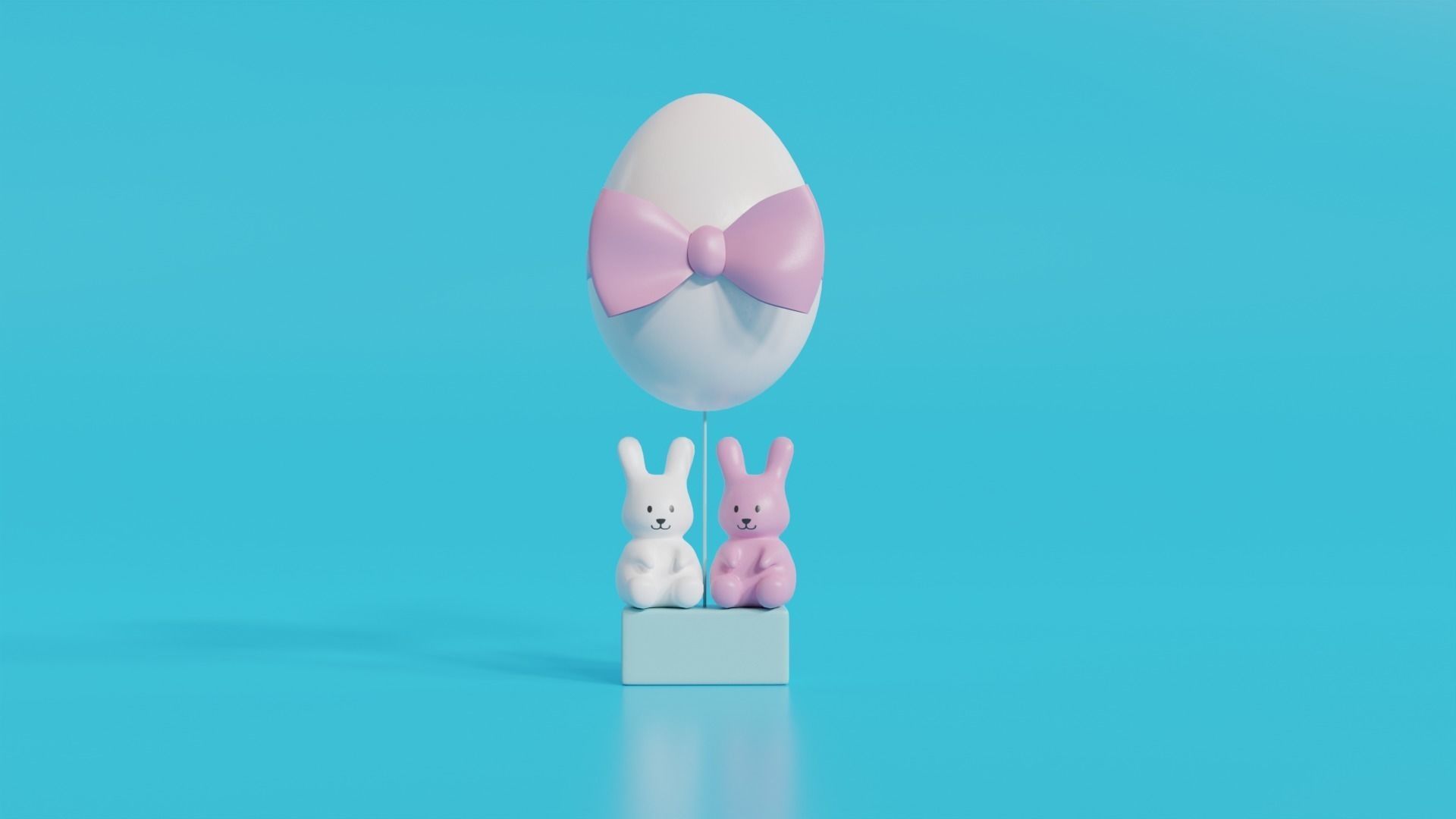 Easter Egg Balloon with Bunnies 3D model_3